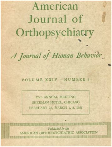 The title page of Vol 24, No 4 of the American Journal of Orthopsychiatry, published in 1955
